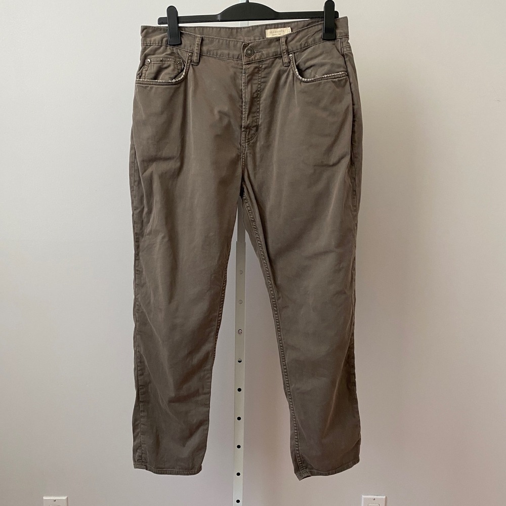 AllSaints Cotton Academia Clean Rugged Outdoors Tapered Chino Pants 32 Brown